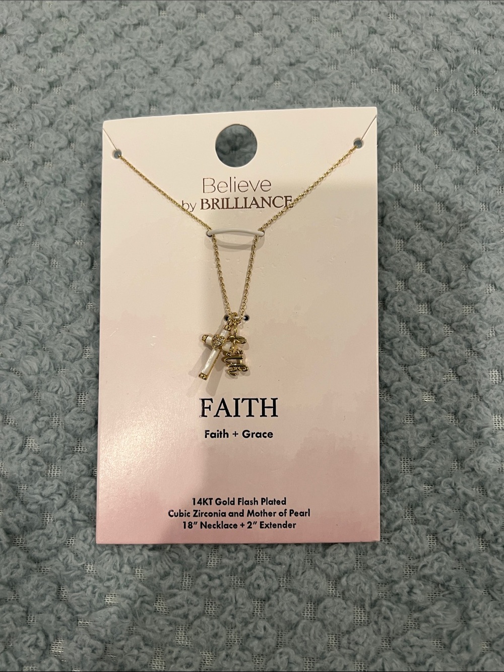 Gold Faith Cross and Charm Necklace